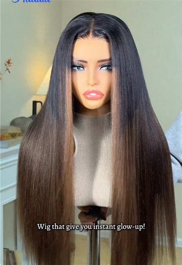 This ombré chestnut brown buss down just giving a whole mood, and look how silky soft she is😉🛍️ #giftedinlove #nadulahair #2601127 #weeklydeals #tiktokshopstockup