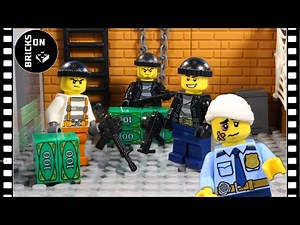 Lego Police Tunnel Escape City Bank Robbery Break-in hideout Catch the crooks Stop motion Animation