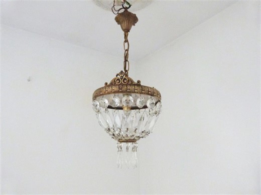 Antique French Prism Bronze Chandelier Lighting Fixture Hanging Ceiling Lighting Prism Lamp Lantern W Facetted Crystal Lustres Beads - Etsy