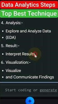 Data Analytics Steps #Shorts #DataAnalysis #AIML #Reels #DataAnalytics #DataScience