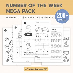 Number Worksheets 1–20 Printable, Number Tracing, Number Counting, Preschool Math Curriculum, Toddler Math Workbook, Learning Numbers - Etsy