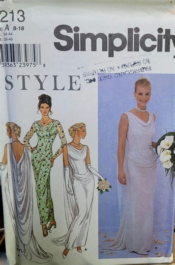 Formal Bridal Gown Pattern – Simplicity 9213 Draped Evening Dress, Size 8-18 UNCUT - Etsy