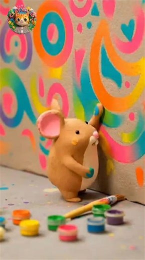 "Tiny Hamster Painting a Giant Mural! 🐹🎨 | Cute Stop Motion"