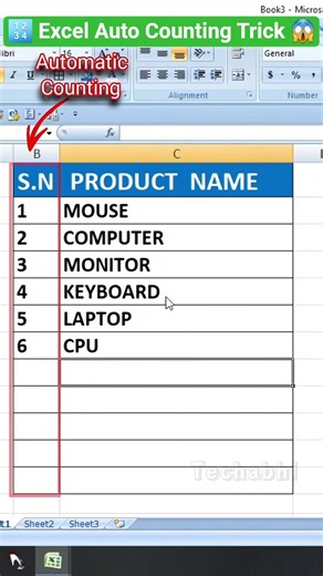 📊Excel's easiest 😎 Auto Counting 💥 Trick | 2025 New Hack #excel #exceltips