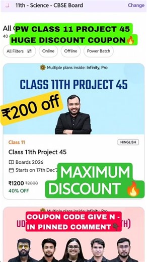 pw class 11th project 45 details 🔥 pw class 11th Project 45 faculty | class 11th project 45 coupon