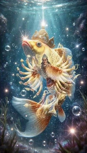 Matsya Avatar in 1 Minute | Vishnu Ji Saves the Vedas 🐟 #Matsya #Vishnu #Avatar
