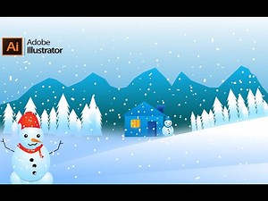Drawing snowman and nature winter Illustration | tutorial illustrator