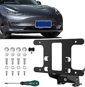 2025 Upgrade Front License Plate Frame Holder for Tesla Model Y and Model 3, No Drill Custom Lock, Anti-Theft License Plate Mount for Model Y 2021-2024 and Model 3 2021-2023 (Not Fit Model 3 2024)
