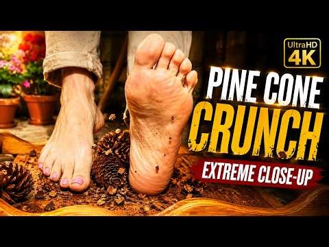 Extreme Close-Up Soles | Pine Cone Crunching ASMR | Crushing Sounds