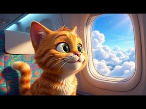 🐱 Cute Cat's First Airplane Flight ✈️ | Funny Cat Adventure Cartoon | 3D Animation