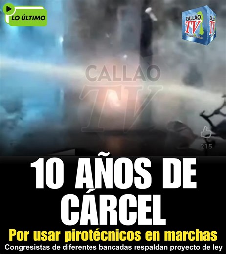 Personas que usen pirotécnicos para “hacer daño” a un policía o civil, durante protestas, podrían recibir hasta a 10 años de cárcel El congresista Héctor Valer, de Somos Perú, propuso un proyecto de ley para castigar con cárcel el uso de fuegos artificiales, práctica que se ha vuelto común en las últimas manifestaciones. Para lograr este cambio, se debe incorporar un tercer párrafo en el artículo 279-C del Código Penal. Así, se establece que serán condenados entre 6 y 10 años de cárcel si durant