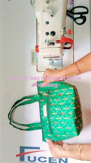 3 zipper handbag making at home #handmadebag #youtubeshorts