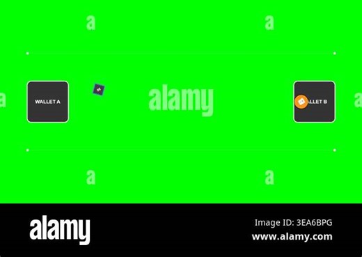 An animated digital wallet icon representing cryptocurrency and blockchain technology isolated on a vibrant green screen background for easy chroma key removal Stock Video Footage - Alamy
