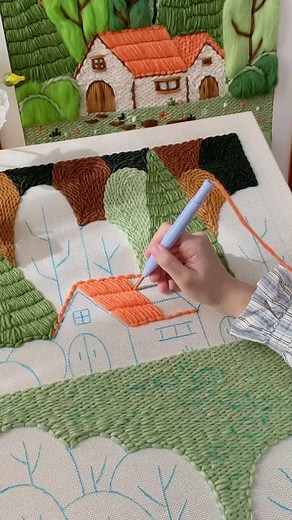 SHEweave on Instagram: "充满大自然风情的戳戳绣装饰画，做一个放在家里真的很好看哦～ #punchneedle #punchneedleart #punchneedlelove #punchneedleartist #punchneedlewallhanging #punchneedlecraft"