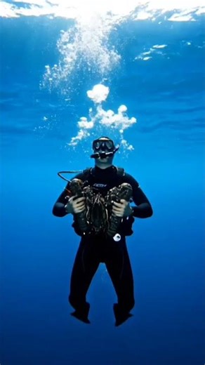 Epic Lobster Catching in Sergai Waters 🦞 | Underwater Adventure & Giant Lobsters! #Shorts