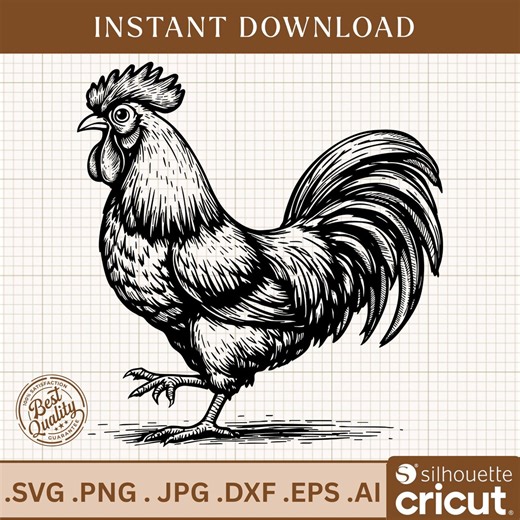 Rooster Svg, Chicken Png, Farm Animal Clipart, Farmhouse Svg, Rooster Silhouette, Chicken Digital Files, Cricut Silhouette - Etsy