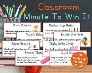 Classroom Minute to Win It | Welcome Back to School | Back to School Games | Classroom Icebreaker Game | Getting to Know You | Class Games - Etsy