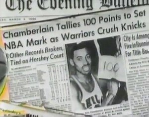 🏀💯On March 2, 1962 the Warriors’ Wilt Chamberlain scored 100 points, the most ever by an NBA player in a single game, during Philadelphia’s 169-147 win over the New York Knicks in Hershey, Pennsylvania. Chamberlain shot 36 of 63 (57.1%) from the field and 28 of 32 (87.5%) from the free-throw line, to go with 25 rebounds. Chamberlain set 8 NBA records during his legendary game. Take a look back to Pat O’Brien’s halftime report on the eve of the 25th anniversary of Wilt’s historic night in 1987.