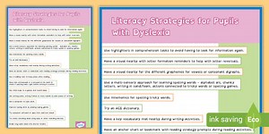 Dyslexia Strategies Display Poster