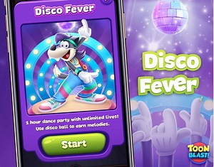 4.1K views · 767 reactions | Disco Fever consists of 5 players competing against each other to earn melodies by using disco balls to clear cubes. 睊 Don't forget to type "disco fever" in the comments to win 100 coins!  | Toon Blast | Facebook