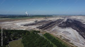 Opencast lignite mine in the Rhenish lignite mining area in Germany