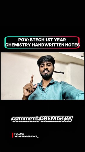 VigneshXperience on Instagram: "🔥 B.Tech 1st Semester CHEMISTRY Notes Ready! 🔥 Comment "Chemistry" and I’ll send you the complete, exam-focused notes 📚✨ 💥 Covers all units 💥 Easy explanations 💥 Perfect for last-minute revision ⚡ Don’t miss out — Many students already downloaded! Share with your friends 📘✨ #BtechNotes #1stSem #ChemistryNotes #JNTUH #StudyMaterial #ExamPrep #VigneshXperience #EngineeringStudents #ViralNotes #growth #viralreel