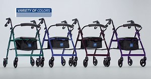 Medline Aluminum Rollator Walker with Seat, Burgundy, 250 lb. Weight Capacity, Lightweight, 6” Wheels, Foldable, Adjustable Handles, Rolling Walker for Seniors