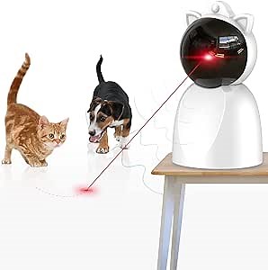 Rechargeable Motion Activated Cat Laser Toy Automatic,Interactive Cat Toys for Indoor Kitten/Dogs/Puppy,Fast and Slow Mode,1200 mAh Battery,Adjustable Circling Ranges (Fixed)
