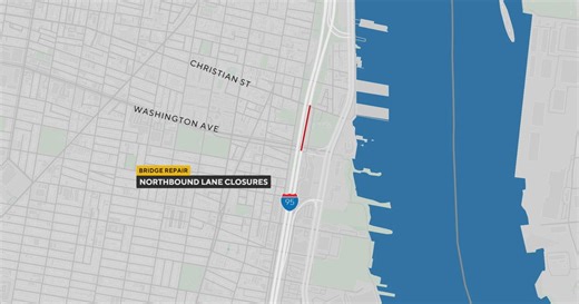 Lane closure on I-95 North in South Philadelphia this weekend