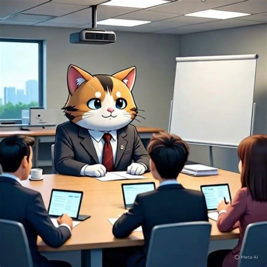 Cute Cat Boss Runs a Business Meeting Like a Pro 😼💼 | Funny Cat Short #CatBoss #CuteCats #FunnyCats