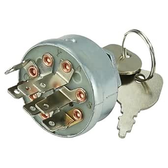 Ignition Starter Switch with 2 Keys 725-1717 925-1717 7 Terminals 4 Position Replacement for Craftman Huqvarna Poulan Riding Lawn Tractor Mowers 430-674 140301 532140301 574455401