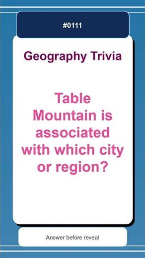 Geography Trivia Quiz #0111 | Table Mountain is associated with which city or region?