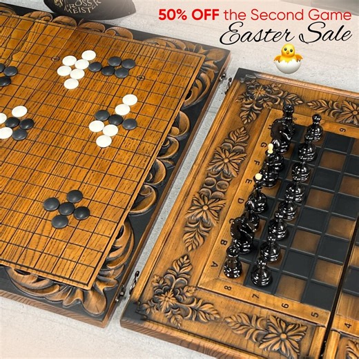 Easter Bundle: Premium Go Game Set   3-in-1 Chess Backgammon Checkers Board, Ash Wood Weiqi & 18" Classic Multi-game Set, Limited Time Offer - Etsy