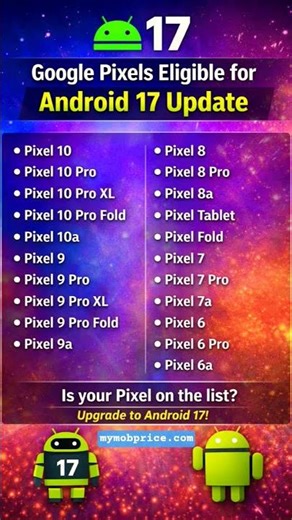 Google Pixel Devices That Will Get Android 17 Update #GooglePixel #Android17 #AndroidBeta