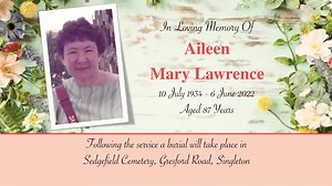 In Loving Memory Of Aileen Mary Lawrence | Partridge Bros. Singleton