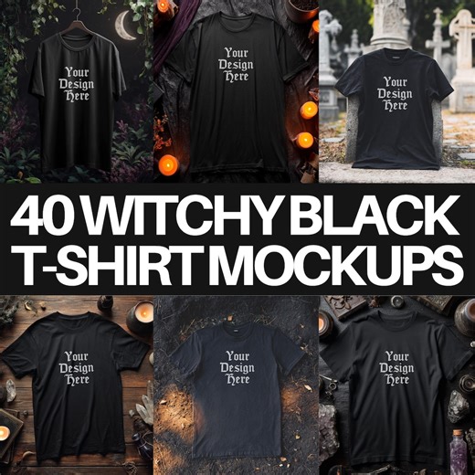 Black T-shirt Mockup Bundle: Witchy Gothic Pngs (instant Download) - Etsy