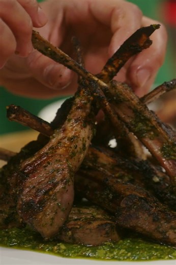 Fresh pesto lamb coated with big flavor