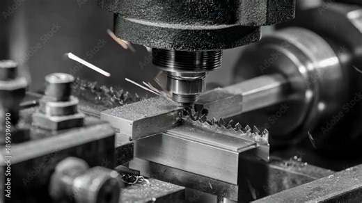 Scene capturing the detailed mechanics of a hydraulic sharpening device enhancing a saw blades teeth for cleaner cuts.