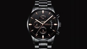 Watch CRRJU Men Chronograph Stainless Steel Band Wrist Watches on Amazon Live
