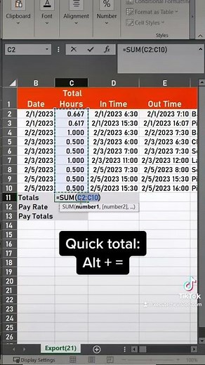 Excel tip copy cell down, get totals