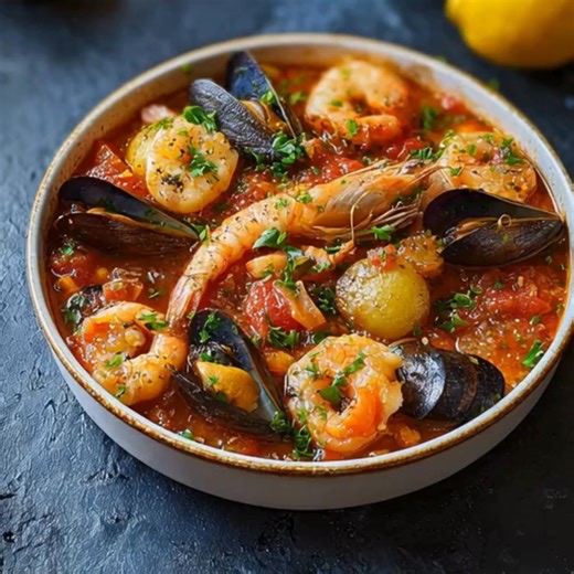 Poêlée Espagnole aux Fruits de Mer Ingrédients: 🦐 300 g de crevettes décortiquées 🐙 300 g de calamars en anneaux 🐟 200 g de filets de poisson blanc (cabillaud, merlu, colin…) 🧅 1 oignon jaune émincé 🧄 2 gousses d’ail hachées 🌶️ 1 poivron rouge coupé en lanières 🍅 400 g de tomates concassées en boîte 🧂 1 c. à café de paprika doux 🌶️ 1 pincée de piment d’Espelette (optionnel) 🧂 Sel et poivre au goût 🫒 3 c. à soupe d’huile d’olive 🌿 Persil frais haché, pour servir 🍋 ½ citron (jus) Inst