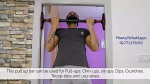 Heavy Duty doorway pull up bar!!! (No screw, No drilling, capacity 150kg) Size: 73-95cm. Price: Tk.1590 Size: 94-125cm. Price: Tk.1690 Phone/WhatsApp: 01771175052 Order Online: https://tinyurl.com/y2uchkfd | Hirakraja.com