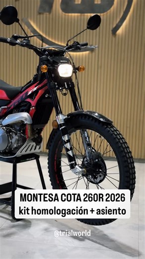 Trialworld on Instagram: "💨 Así suena la #Montesa #Cota4RT 260R 2026 tal cual sale de fábrica, con kit de homologación y catalizador. Unidad con asiento original Montesa. 💡 Opción interesante para quienes ven en la #Montesa4Ride una moto alta, o bien valoran las suspensiones SHOWA + opción de convertirla en 100% trial 📍 Trialworld Store • concesionario oficial Montesa Honda #montesahonda #trial"