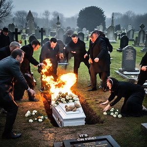 The Coffin Caught Fire at an 8-Year-Old’s Funeral — What Was Discovered Inside Will Haunt You A light rain fell as mourners stood in silence, eyes heavy with grief beneath a leaden sky. No words were spoken. No music played. Only the quiet devastation that comes when a child is buried far too soon. The small white coffin, covered in delicate roses and her beloved teddy bear, was being lowered into the ground… And then — a loud, unnatural crack shattered the stillness. In the next instant… flames