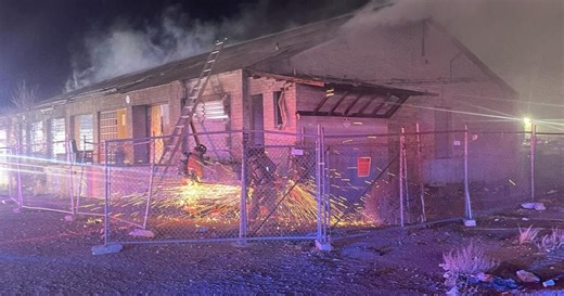 Late night fire burns inside a vacant commercial building on Commercial Row