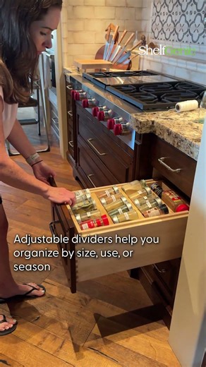 Custom pull-out spice racks designed for your exact cabinet space.