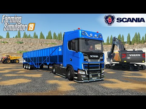 Farming Simulator 19 - SCANIA S580 V8 And Tipper Semi Trailer Loading With Small Stone
