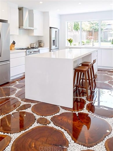 Clean Kitchen With Epoxy Resin Flooring #epoxy #flooring #interiordesign #homedesign #design #epoxyresin #resin