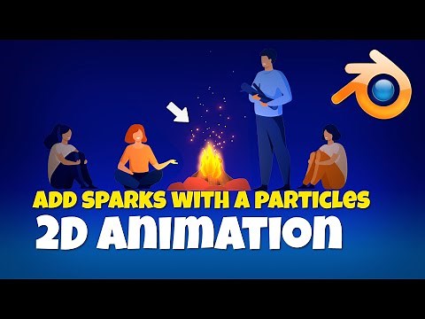 Animating sparks on the fire using particles in 2D animation. Blender 2.9 2D animation tutorial