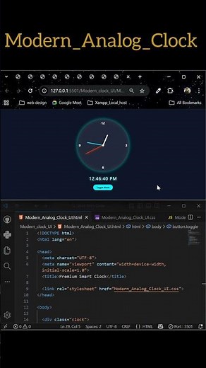 How To Create a Real-Time Modern Analog Clock ⏰ Using HTML, CSS & JavaScript | Live Clock Project